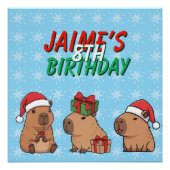 Capybara Christmas Holiday Birthday ポスター (正面)