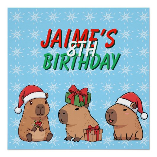 Capybara Christmas Holiday Birthday ポスター (正面)