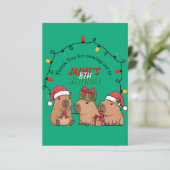 Capybara Christmas Lights Birthday Party  サンキューカード (スタンド正面)