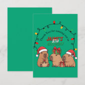 Capybara Christmas Lights Birthday Party  サンキューカード (正面/裏面)