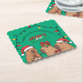 Capybara Christmas Lights Birthday Party  ペーパーコースター (アングル)