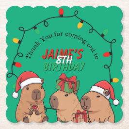 Capybara Christmas Lights Birthday Party  ペーパーコースター