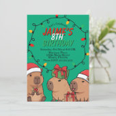 Capybara Christmas Lights Birthday Party  招待状 (スタンド正面)