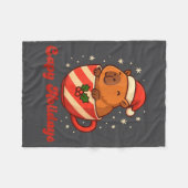 Capybara Christmas Shirt, Funny Capy Holidays  フリースブランケット (正面(横))