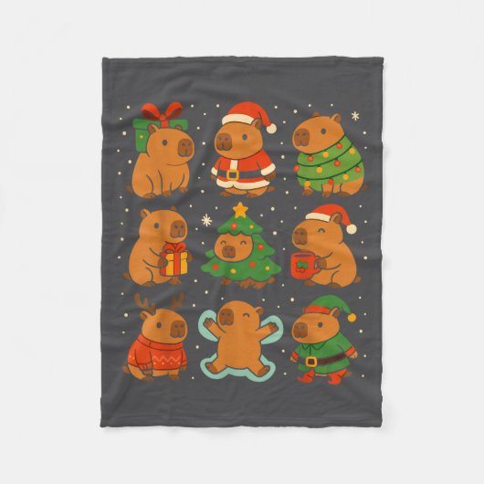 Capybara Christmas Shirt, Funny Capy Holidays  フリースブランケット (正面)