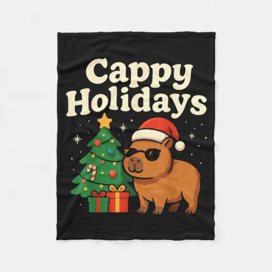 Capybara Christmas Shirt, Funny Capy Holidays  フリースブランケット (正面)