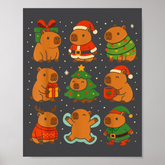 Capybara Christmas Shirt, Funny Capy Holidays ポスター (正面)