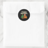 Capybara Christmas Shirt, Funny Capy Holidays  ラウンドシール (バッグ)