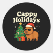Capybara Christmas Shirt, Funny Capy Holidays  ラウンドシール (正面)