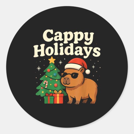Capybara Christmas Shirt, Funny Capy Holidays  ラウンドシール (正面)