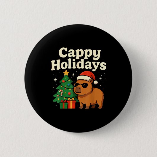 Capybara Christmas Shirt, Funny Capy Holidays  缶バッジ (正面)