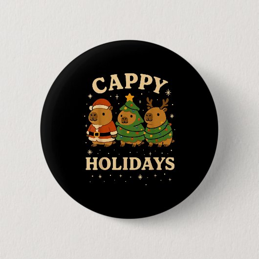 Capybara Christmas Shirt, Funny Capy Holidays  缶バッジ (正面)