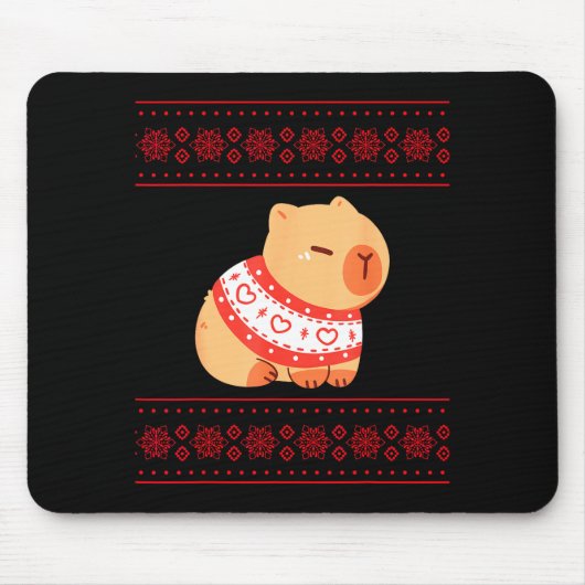 Capybara Christmas Sweater  マウスパッド (正面)