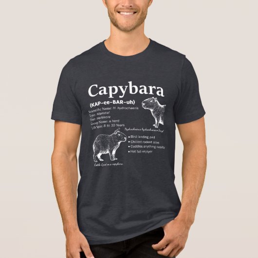 Capybara Definition Shirt White Text Funny Animal  トライブレンドＴシャツ (正面)