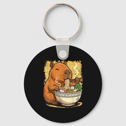 Capybara Eating Ramen Noodles  キーホルダー (正面)