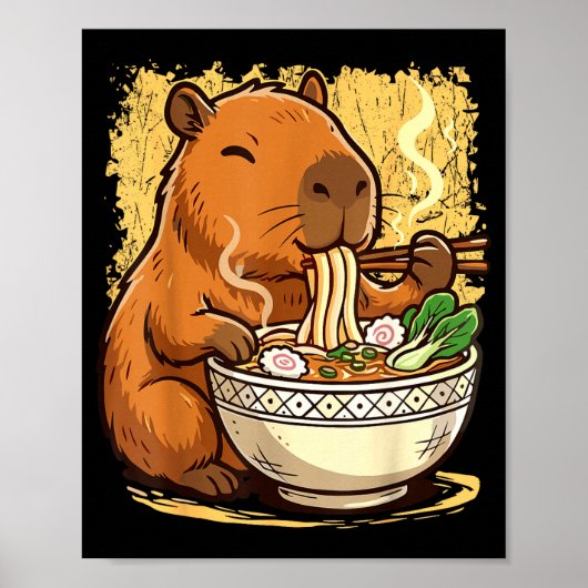 Capybara Eating Ramen Noodles  ポスター (正面)