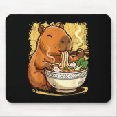 Capybara Eating Ramen Noodles マウスパッド (正面)