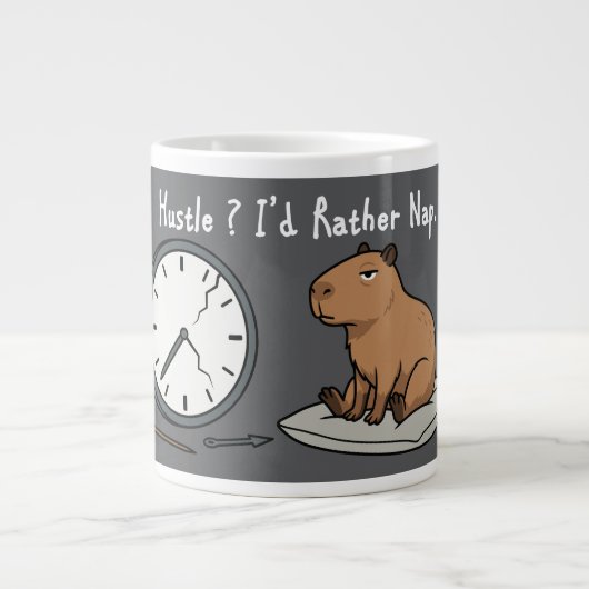Capybara Fatigué Humour I'd Rather Nap et Horloge  ジャンボコーヒーマグカップ (正面)