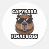 Capybara Final Boss Art Sticker ラウンドシール (正面)