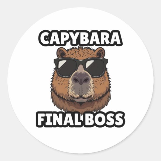 Capybara Final Boss Art Sticker ラウンドシール (正面)