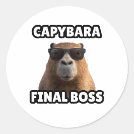 Capybara Final Boss Funny Sticker ラウンドシール