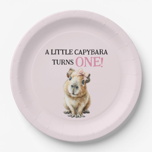 Capybara First Birthday  ペーパープレート (正面)