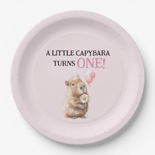 Capybara First Birthday ペーパープレート (正面)