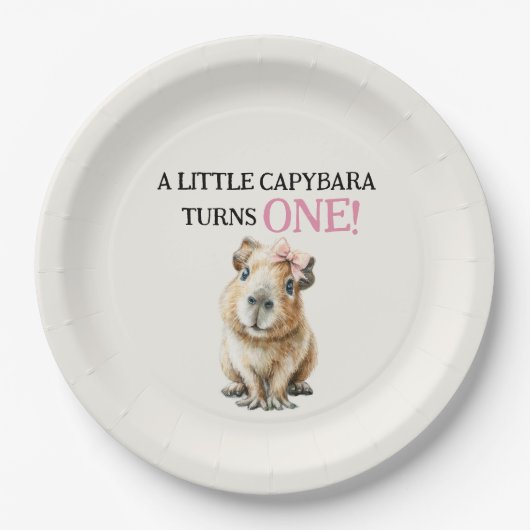 Capybara First Birthday ペーパープレート (正面)