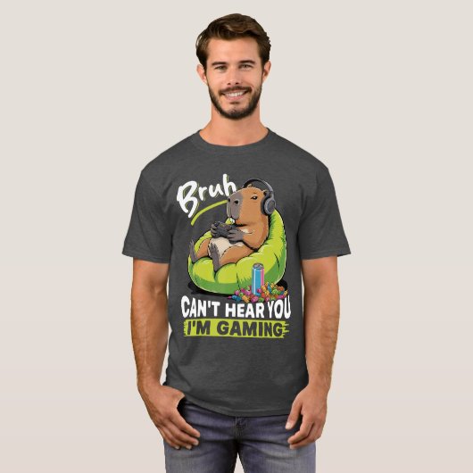 Capybara Gamer Gaming funny Tシャツ (正面フル)