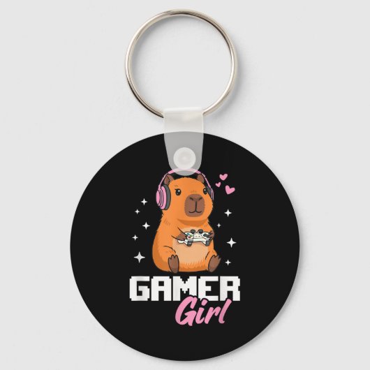 Capybara Gamer Girl Gaming  キーホルダー (正面)