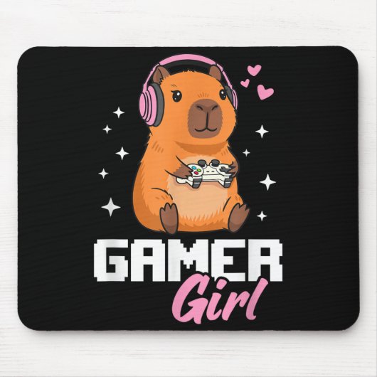 Capybara Gamer Girl Gaming  マウスパッド (正面)
