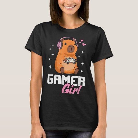 Capybara Gamer Girl Gaming  Tシャツ (正面)