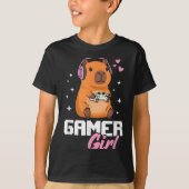 Capybara Gamer Girl Gaming Tシャツ (正面)