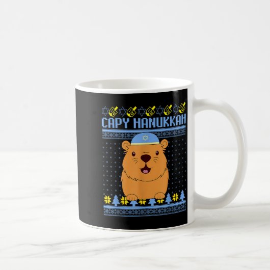 Capybara Hanukkah Capy Hanukkah Chanukah Jewish Ki コーヒーマグカップ (右)