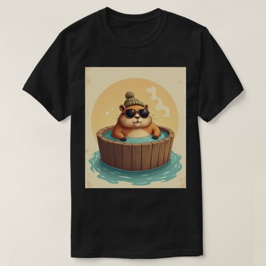 Capybara Hot Tub Chill Vibes Sticker Capybara Rela Tシャツ (デザイン正面)