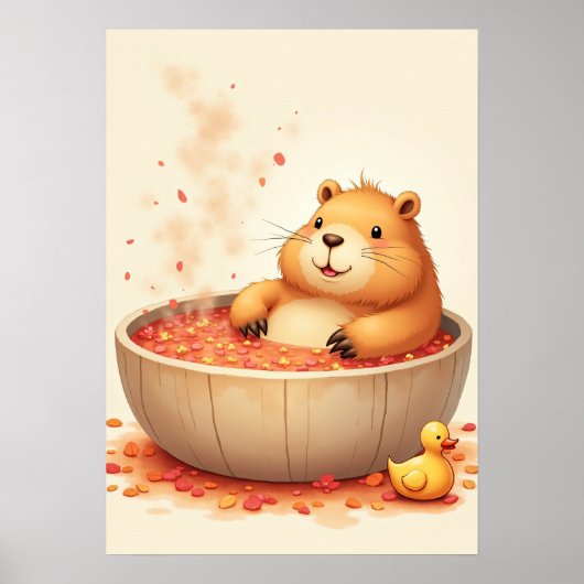 Capybara Hot Tub Relaxation Sticker Capybara Lover ポスター (正面)
