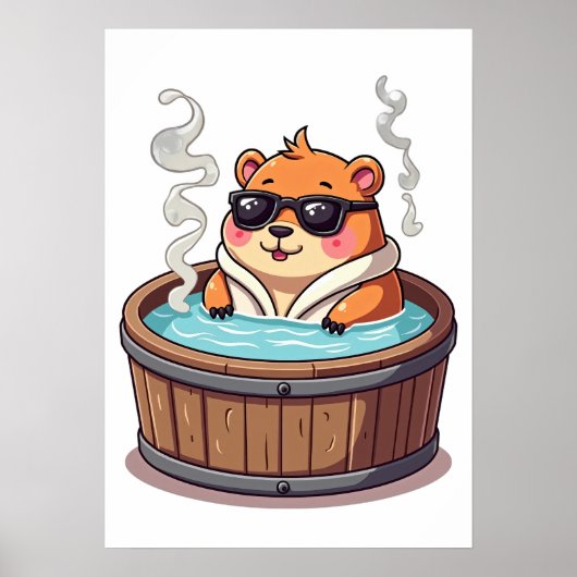 Capybara Hot Tub Relaxation Sticker Chill Vibes An ポスター (正面)