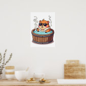 Capybara Hot Tub Relaxation Sticker Chill Vibes An ポスター (キッチン)