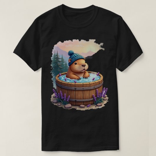 Capybara Hot Tub Relaxation Stress Relief Spa Day  Tシャツ (デザイン正面)