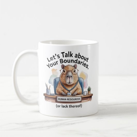 Capybara HR Mug - Funny Office Boundaries Coffee C コーヒーマグカップ (左)