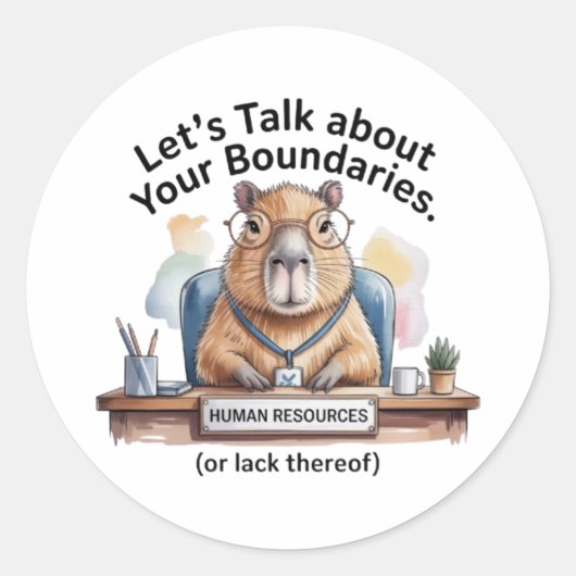 Capybara HR Sticker - Funny Workplace Boundaries D ラウンドシール (正面)