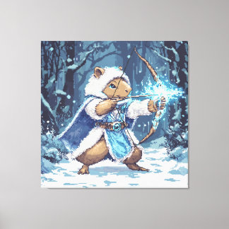 Capybara Ice Archer - Fantasy Pixel Art キャンバスプリント