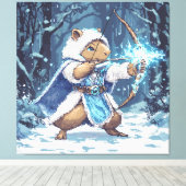 Capybara Ice Archer - Fantasy Pixel Art キャンバスプリント (インサイチュ (ウッドフロア))