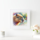 Capybara in a Tranquil Meadow 260924AREF150 - Wate スクエア壁時計 (ホーム)