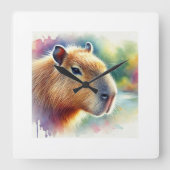 Capybara in a Tranquil Meadow 260924AREF150 - Wate スクエア壁時計 (正面)