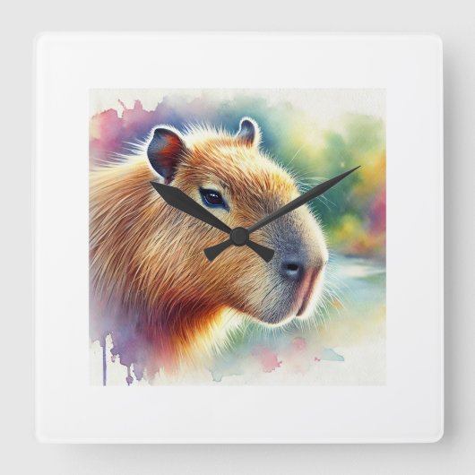 Capybara in a Tranquil Meadow 260924AREF150 - Wate スクエア壁時計 (正面)