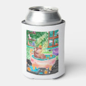 Capybara in Bath Tub with Oranges 缶クーラー (缶正面)