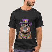 Capybara in Beads & Hat – Carnival Celebration Art Tシャツ (正面)