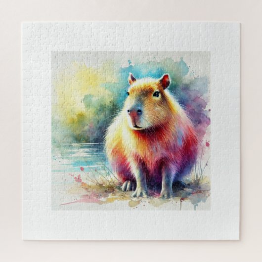 Capybara in Nature 130924AREF101 - Watercolor ジグソーパズル (縦)