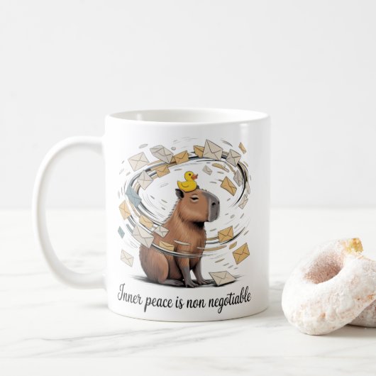 Capybara Inner Peace Mug - Funny Office Coffee Cup コーヒーマグカップ (ドーナツ)